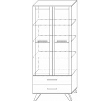 Шкаф-витрина 800 Вега Скандинавия (глянец, белый + дуб каньон)