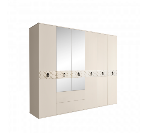 Шестистворчатый шкаф для одежды с ящиками и зеркалами Богемия Фарфале (Bogemia Farfalle) БМШ1/61 (Fа)